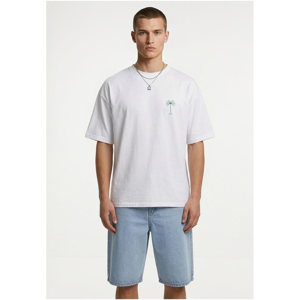 Urban Classics - Palm Logo Loose Dames Tshirt - Wit